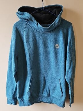 Hollister Medium Teal Crewneck Hoodie with Contrast Black Lining